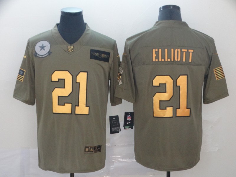 Men's Dallas Cowboys Ezekiel Elliott #21 Brown Alternate Jersey